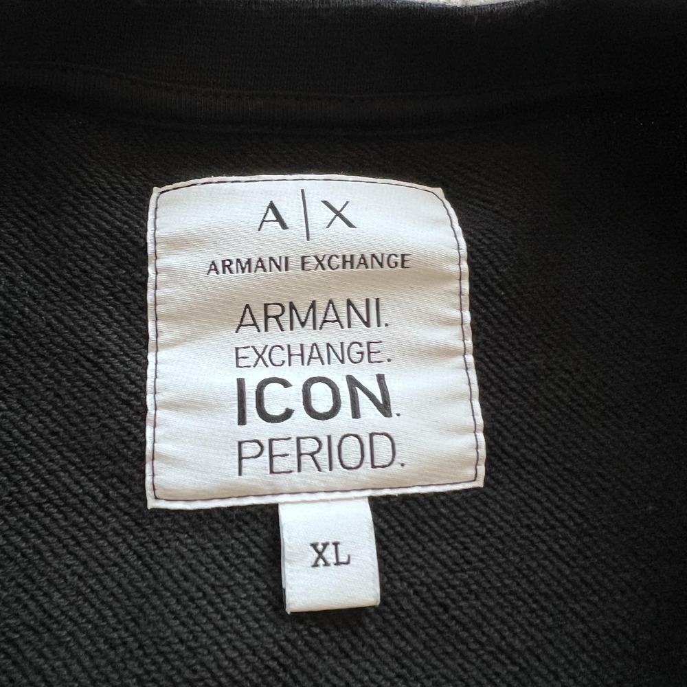 Armani Exchange Icon Logo Sweatshirt Mens XL Black Fleece Crewneck Pullover - Picture 7 of 15